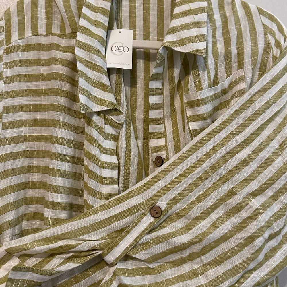 NEW Cato Green Striped Women’s Button up Shirt